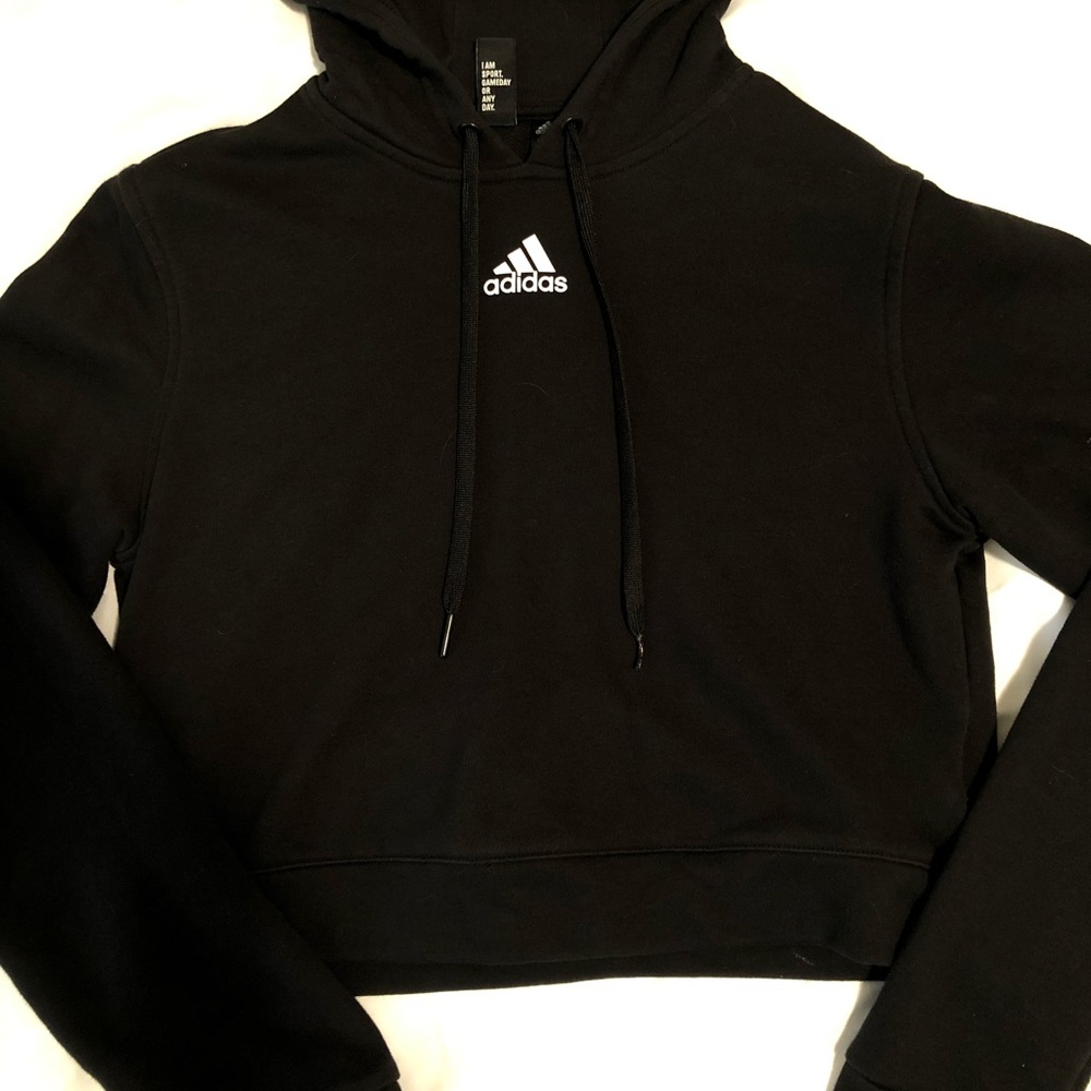 Sporty black Adidas crop top sweatshirt